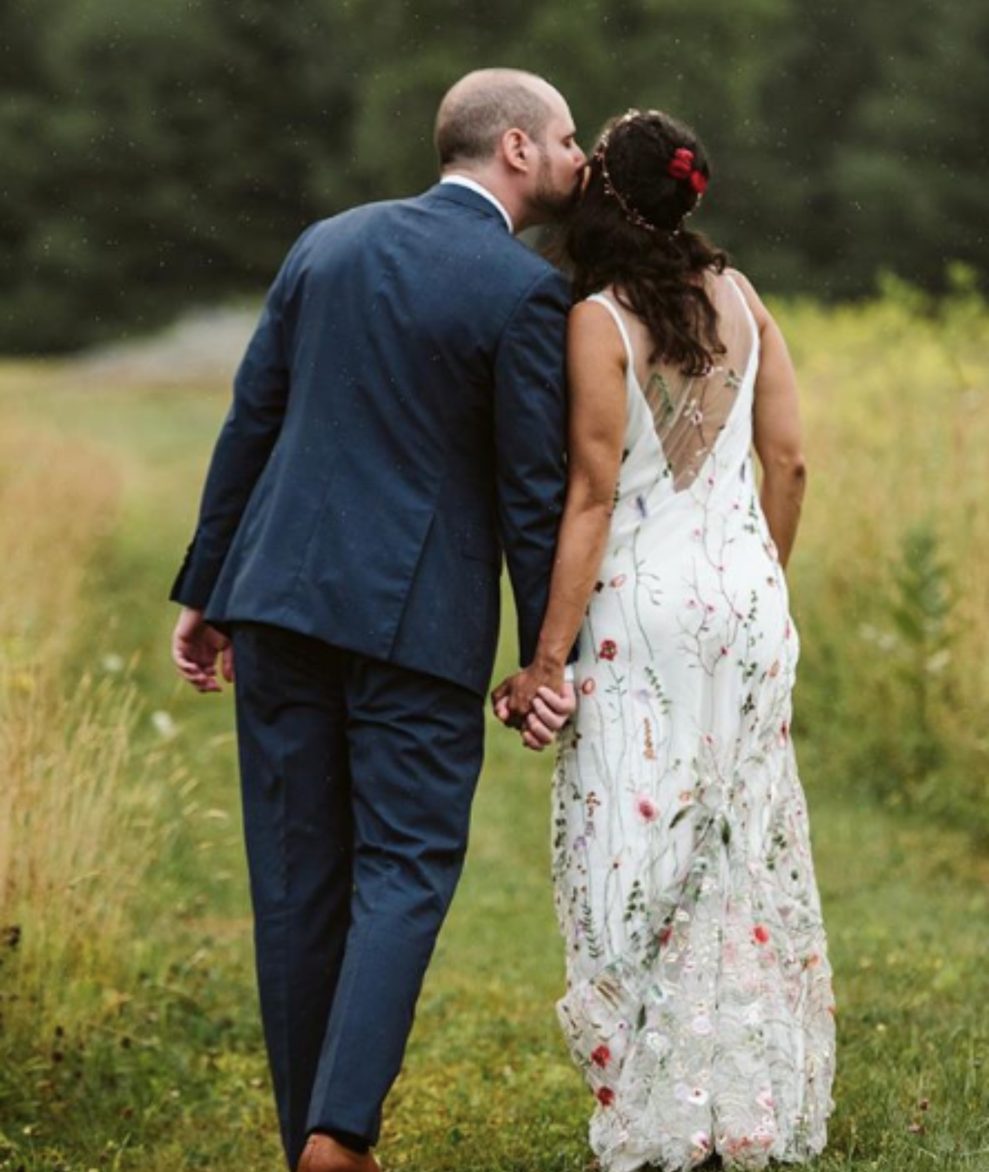 Custom colorful overdress sewn for a bride