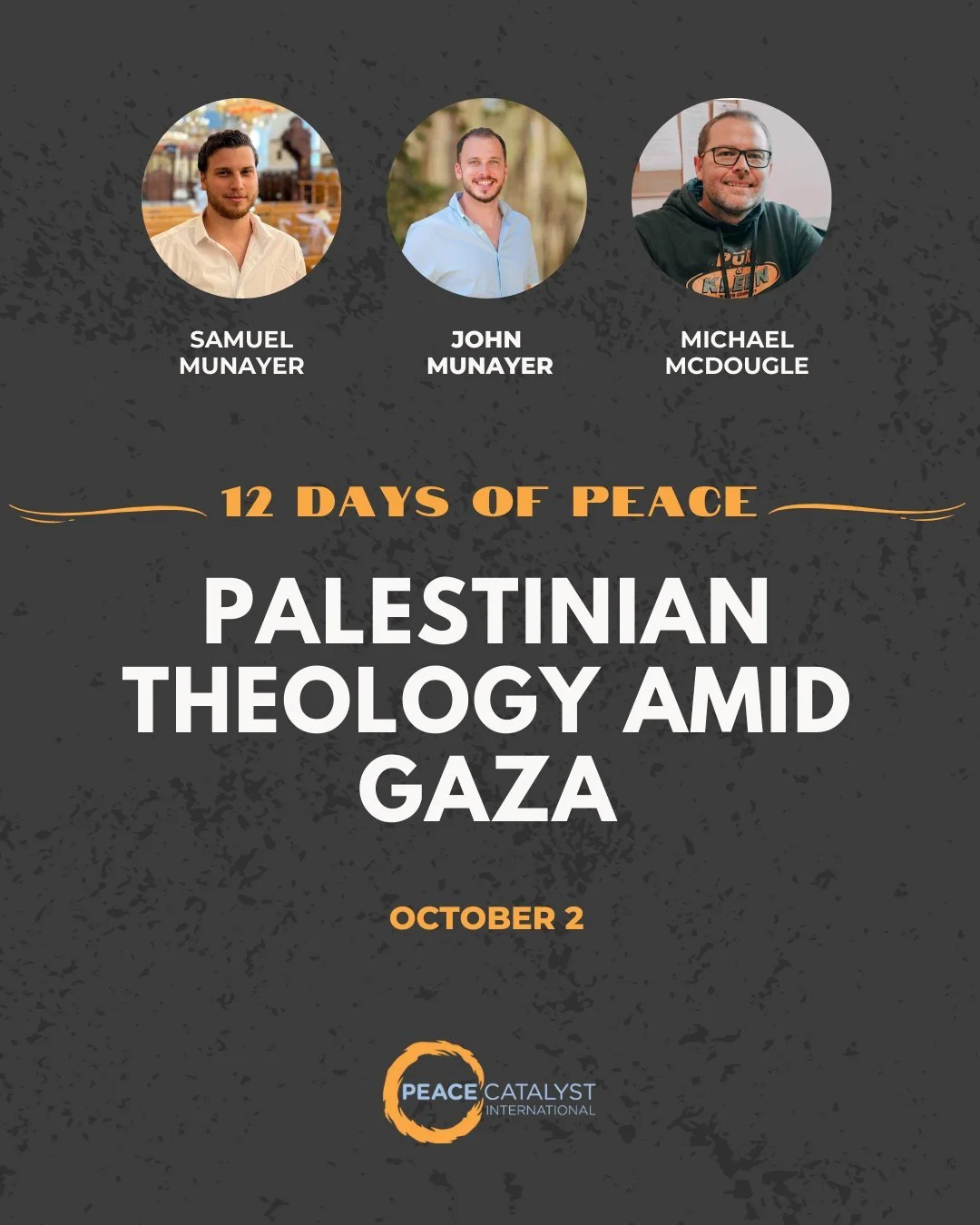 We're coming to the end of our Faith, Peace, and Power series - don't miss the fantastic events coming up to close out these 12 days. Our LAST TWO events will be happening October 2. Make sure to sign up!

First, join us for an interview with Palesti