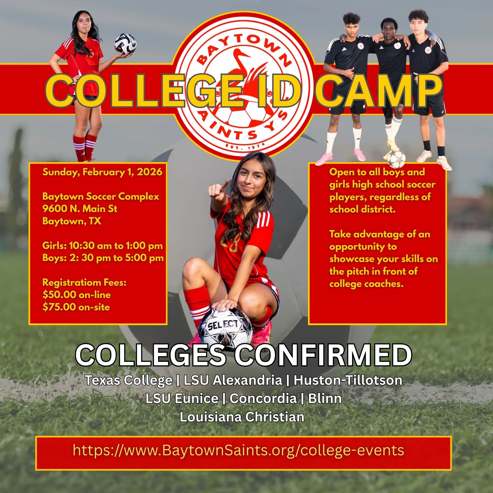 After the success of our inaugural College ID Camp, Coach Robert decided to take it up a notch and host another opportunity for aspiring college soccer players.

Calling all high school soccer players from Baytown and beyond!
If you&rsquo;re still se