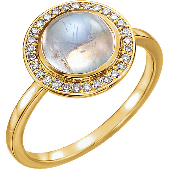 Gemstone Ring with Diamond Halo