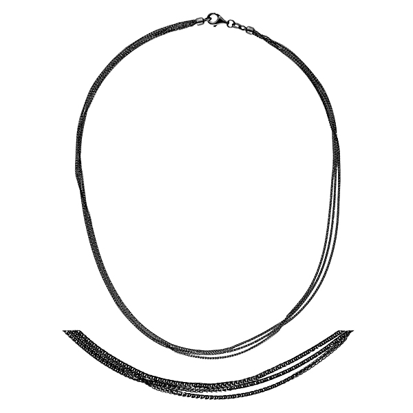 Triple-Strand Black Chain Necklace