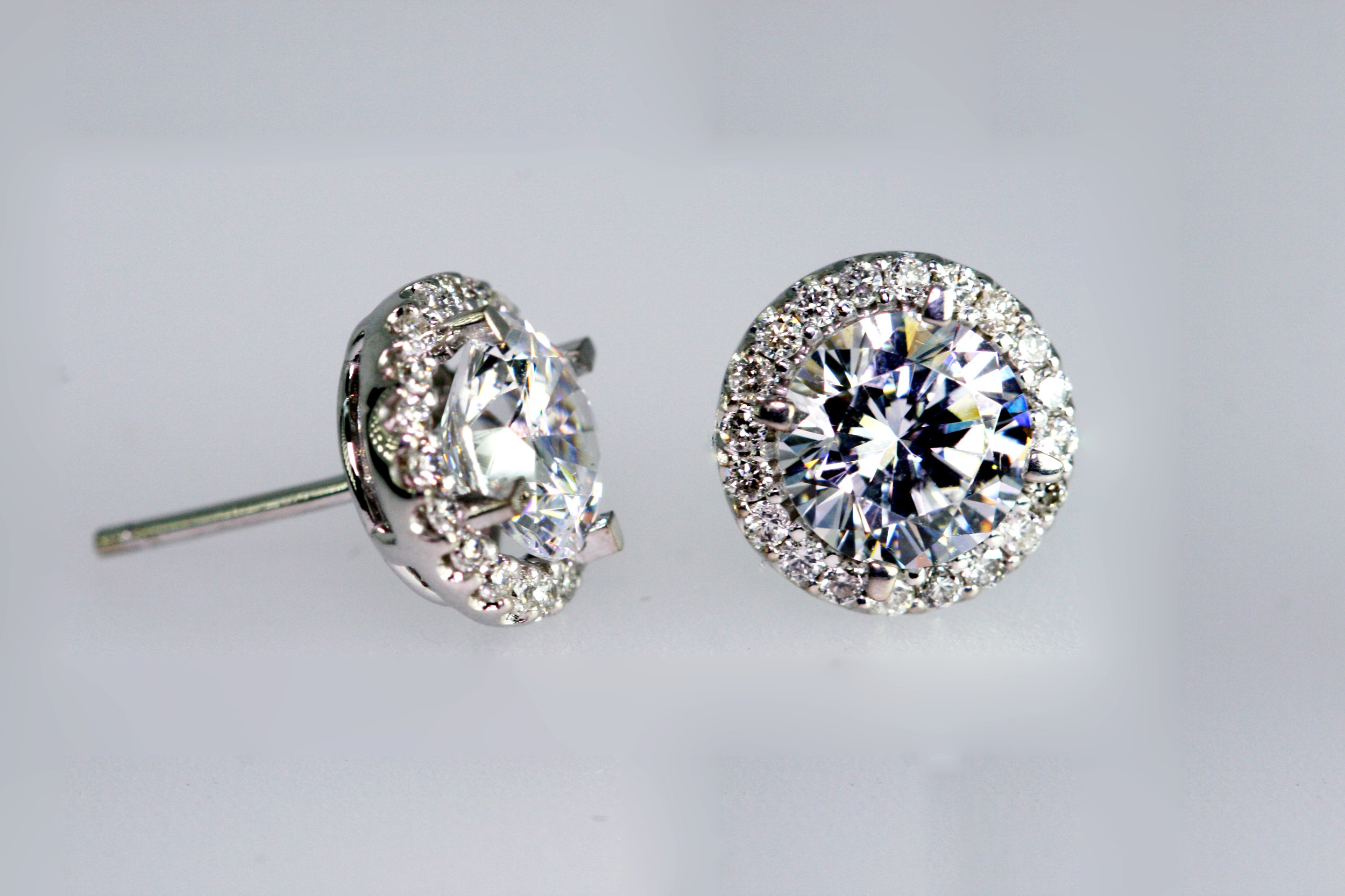 Diamond Halo Studs and Jackets