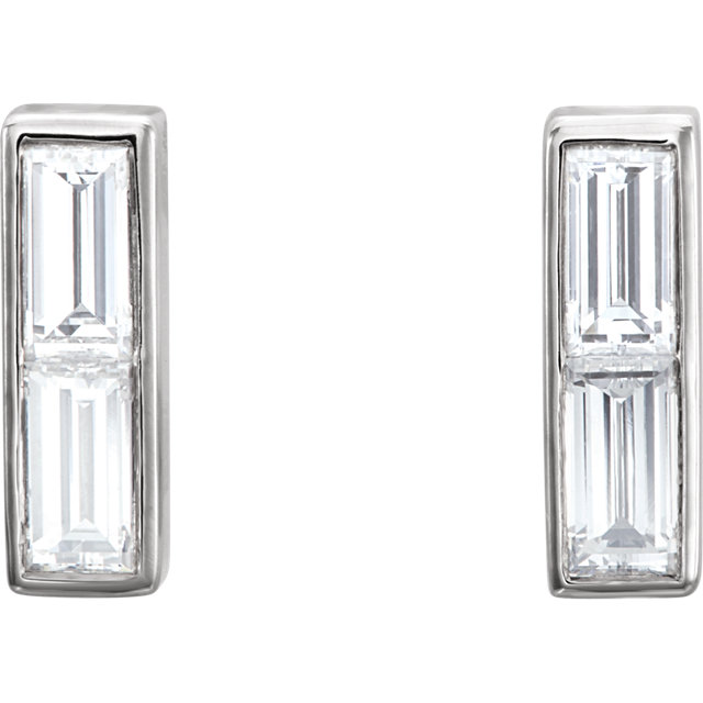 Baguette Diamond Bar Earrings