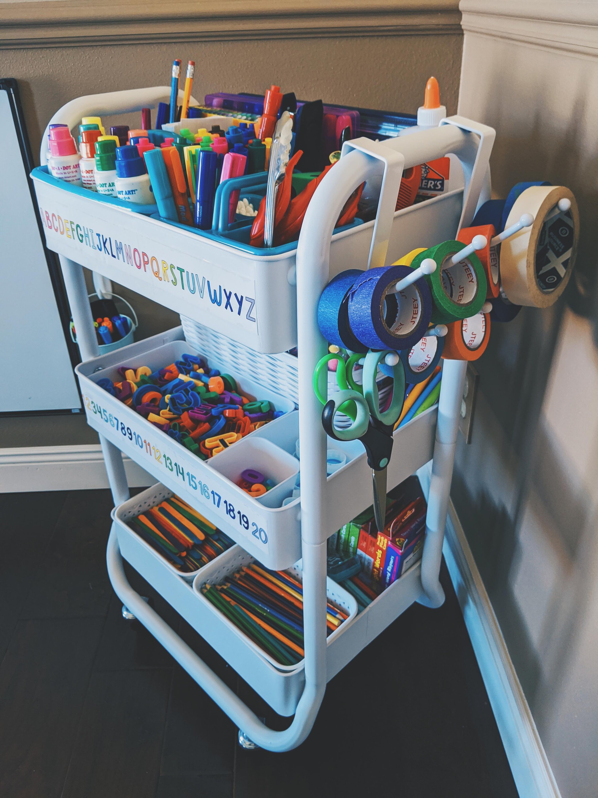 Art supply storage for toddler art supplies - Fun with Mama