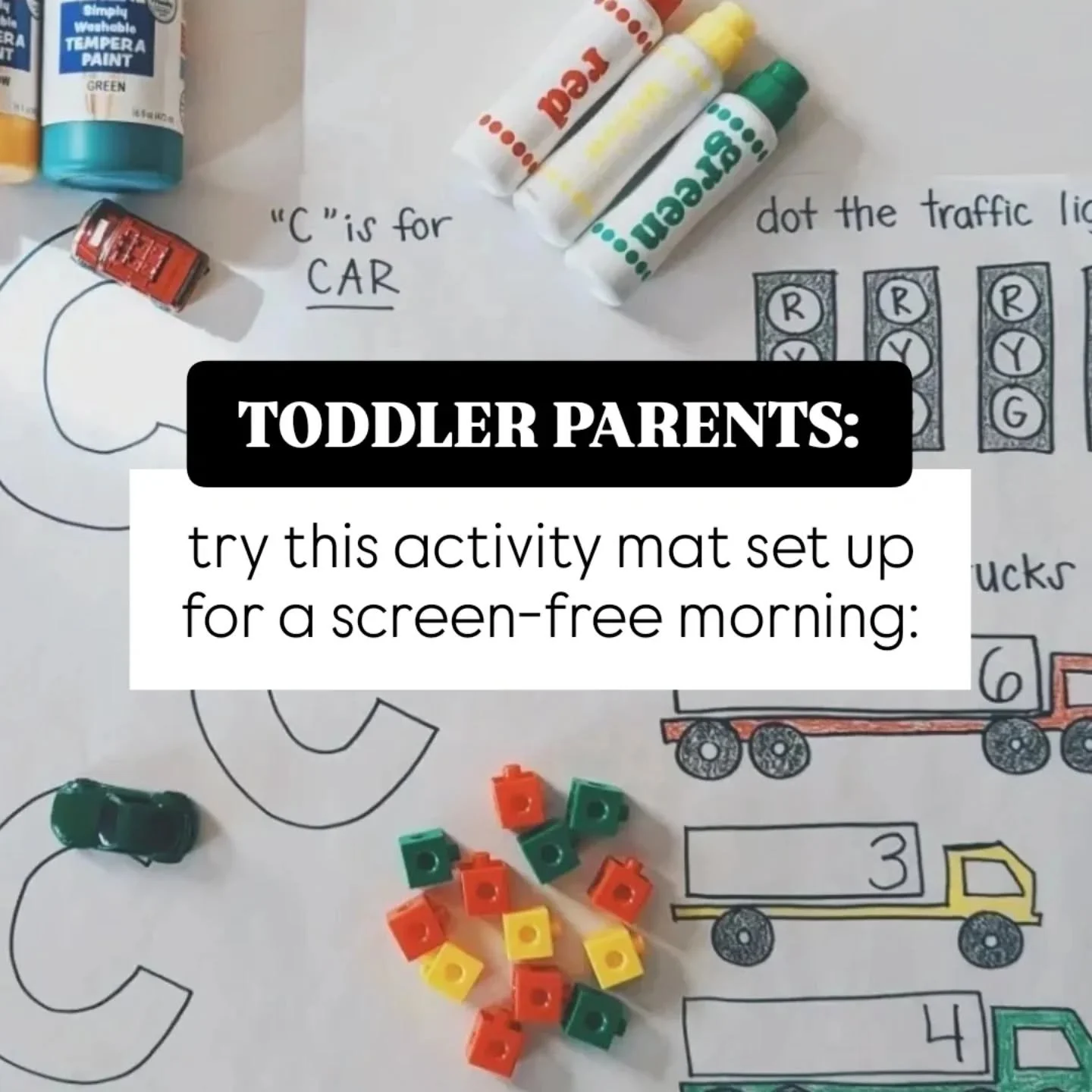 Activity mats are such a fun, engaging, and hands-on way to get your little ones learning - you can prep this at night and have it out and ready at the table in the morning or prep during a nap time and have it ready for them for the afternoon!
&bull