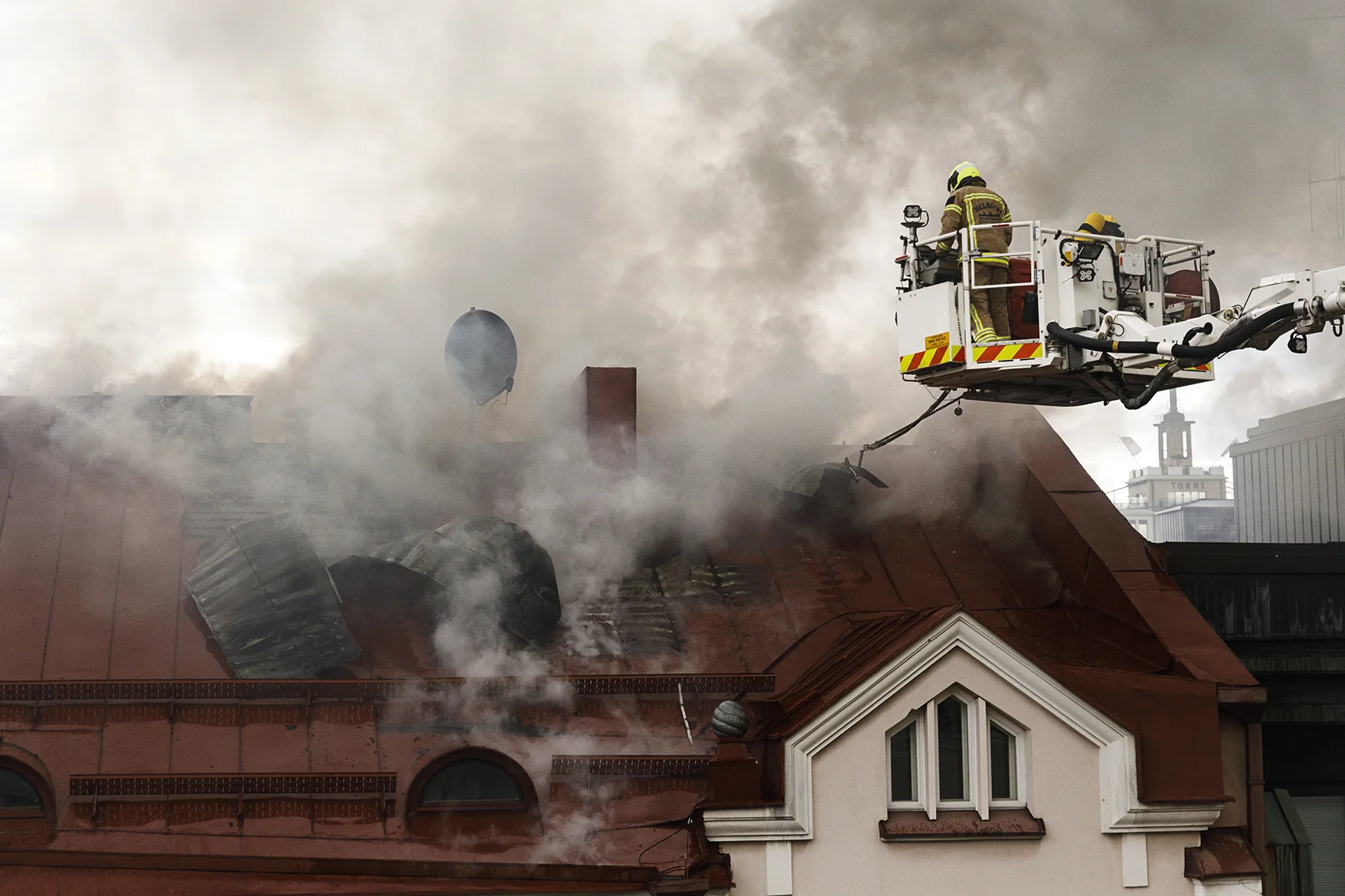 House fire in Helsinki for Lehtikuva. 2018