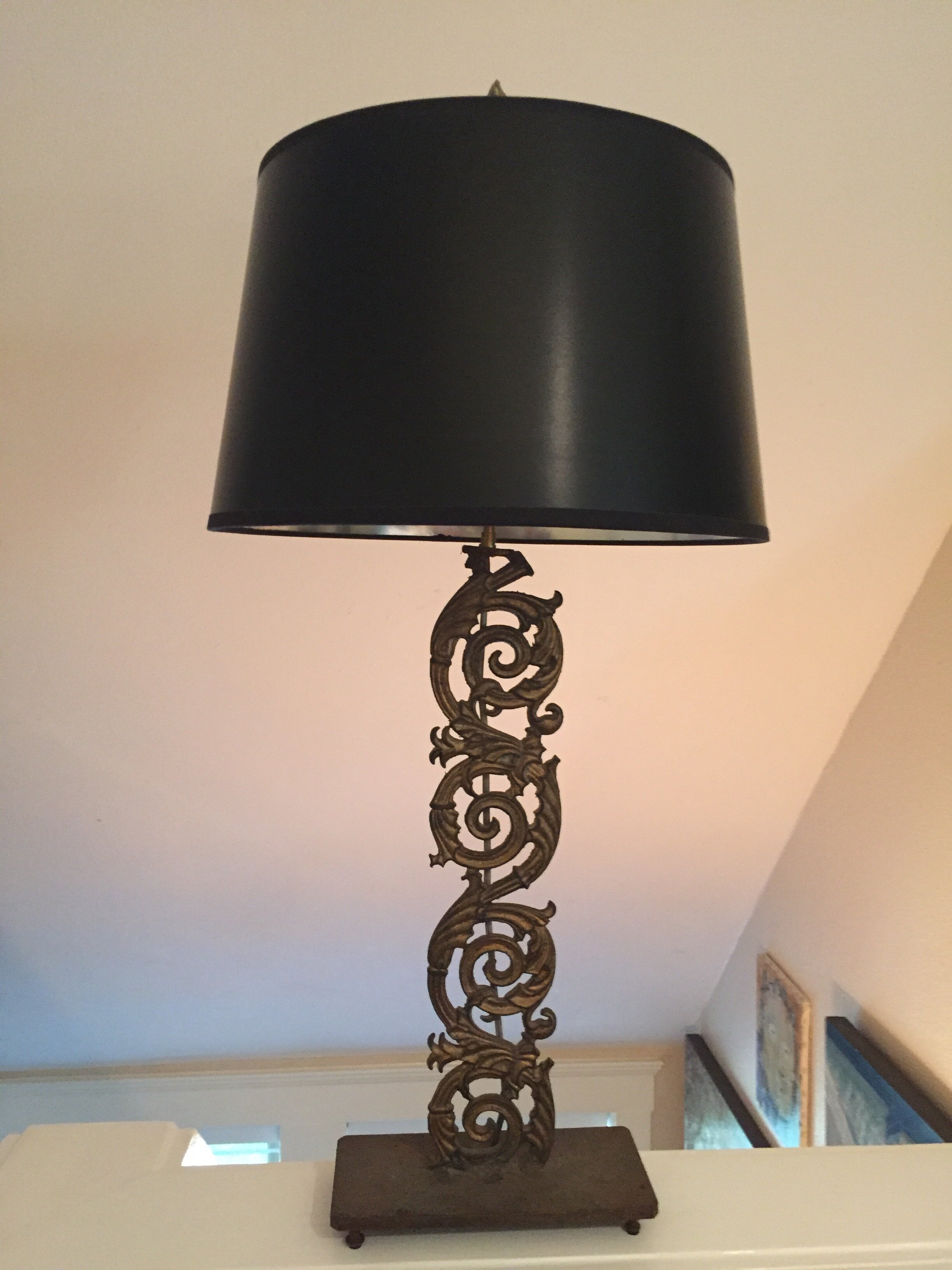 French Gilded Cast Iron Lamp - $250