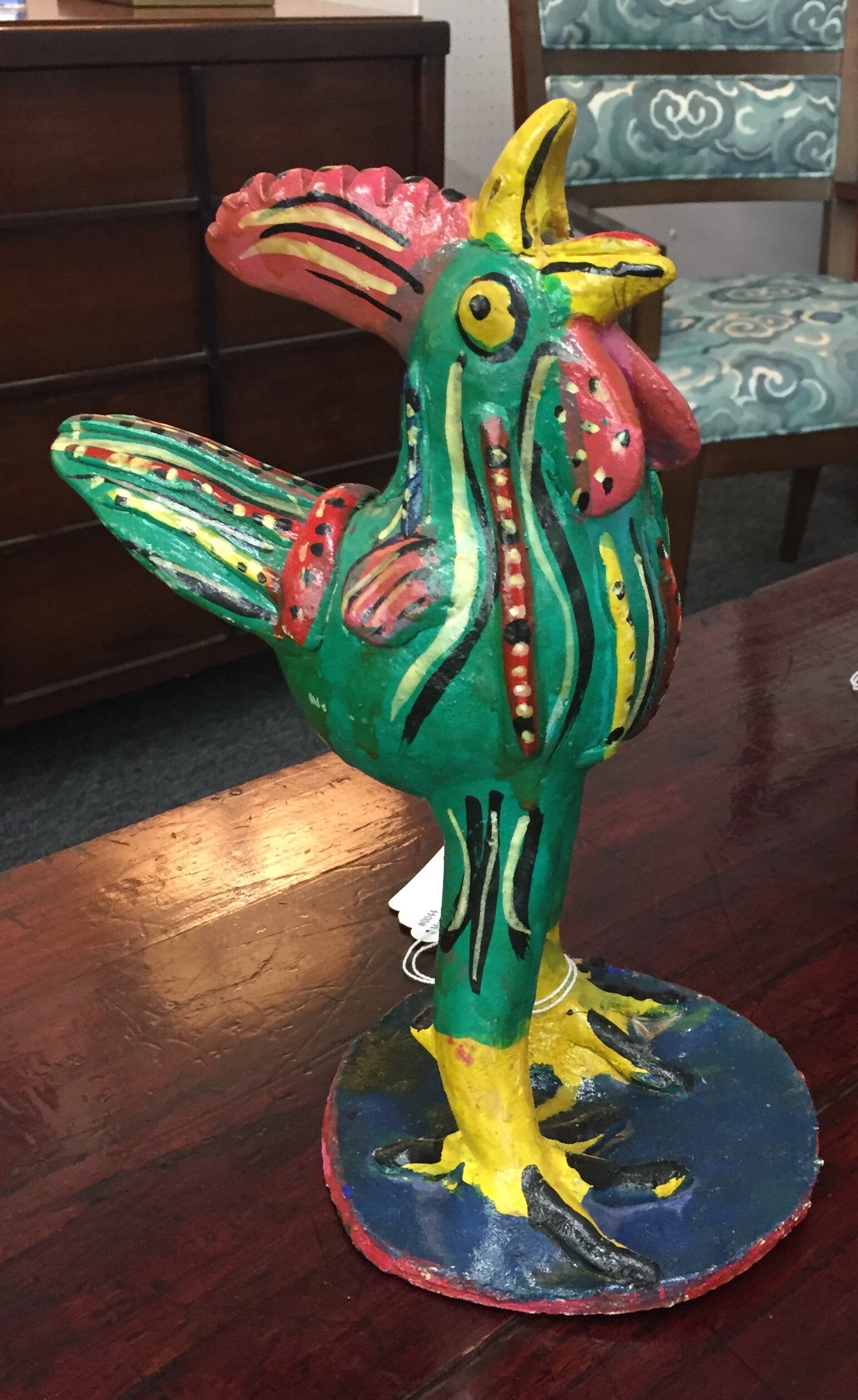Mexican Folk Art Green Rooster - $125