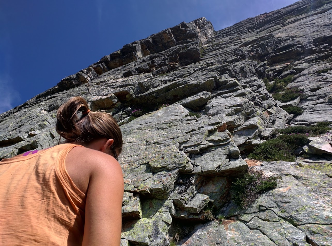 Climb to the corner system and work the face to the right of it.