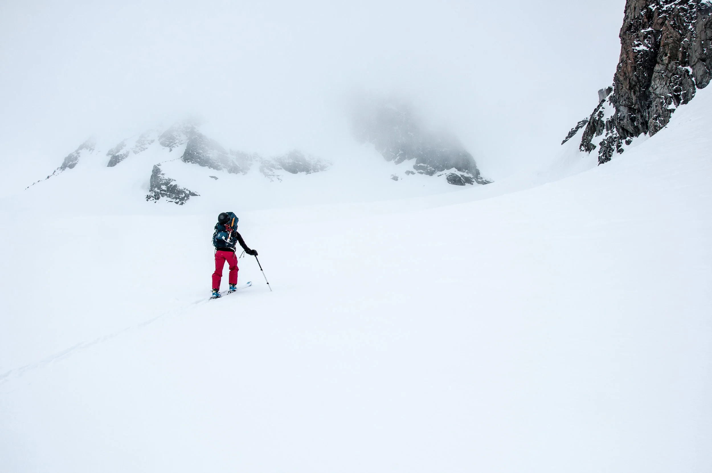 Christine makes use of a brief improvement in visibility to try and find the right gap.