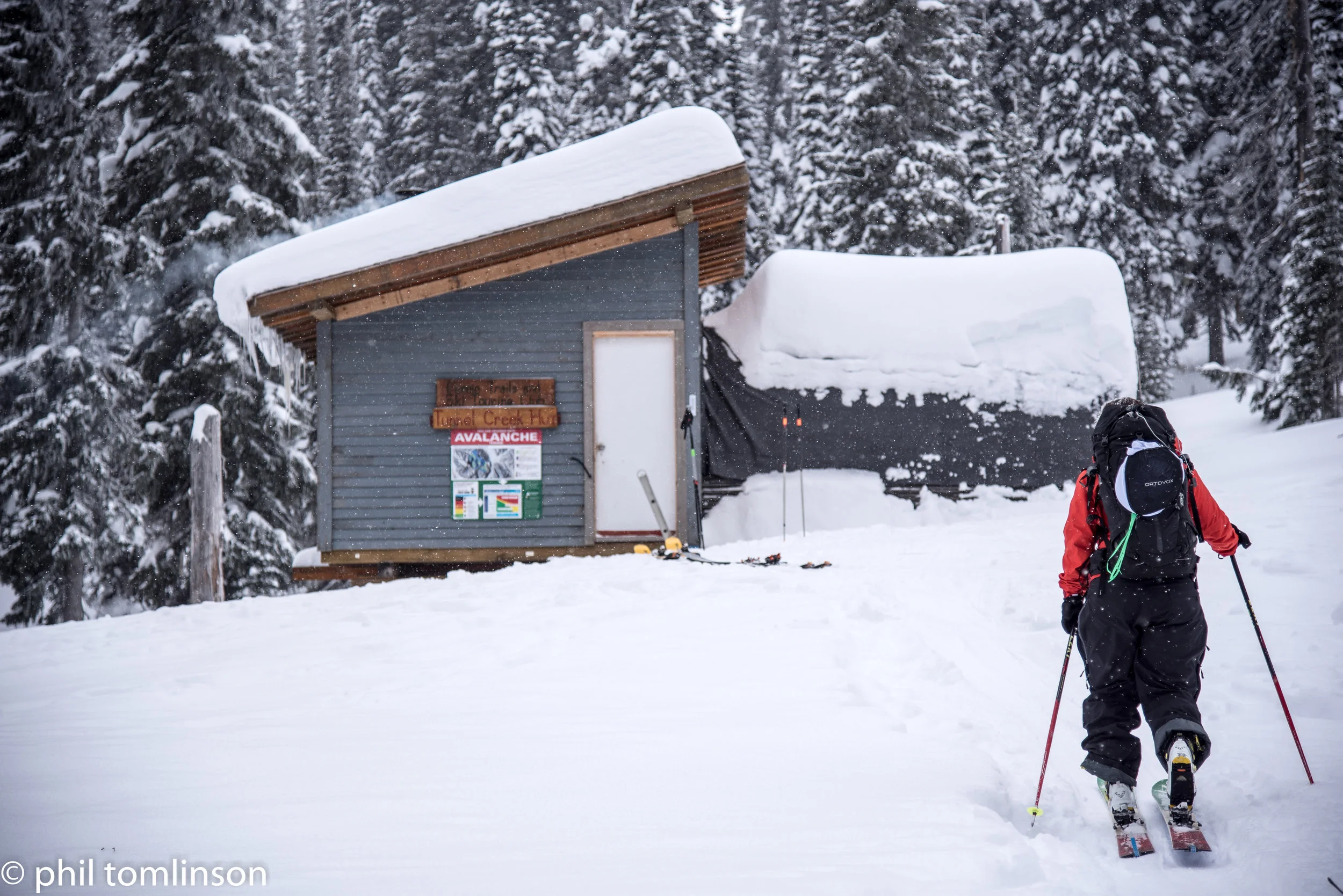 Sheena arriving at the hut.