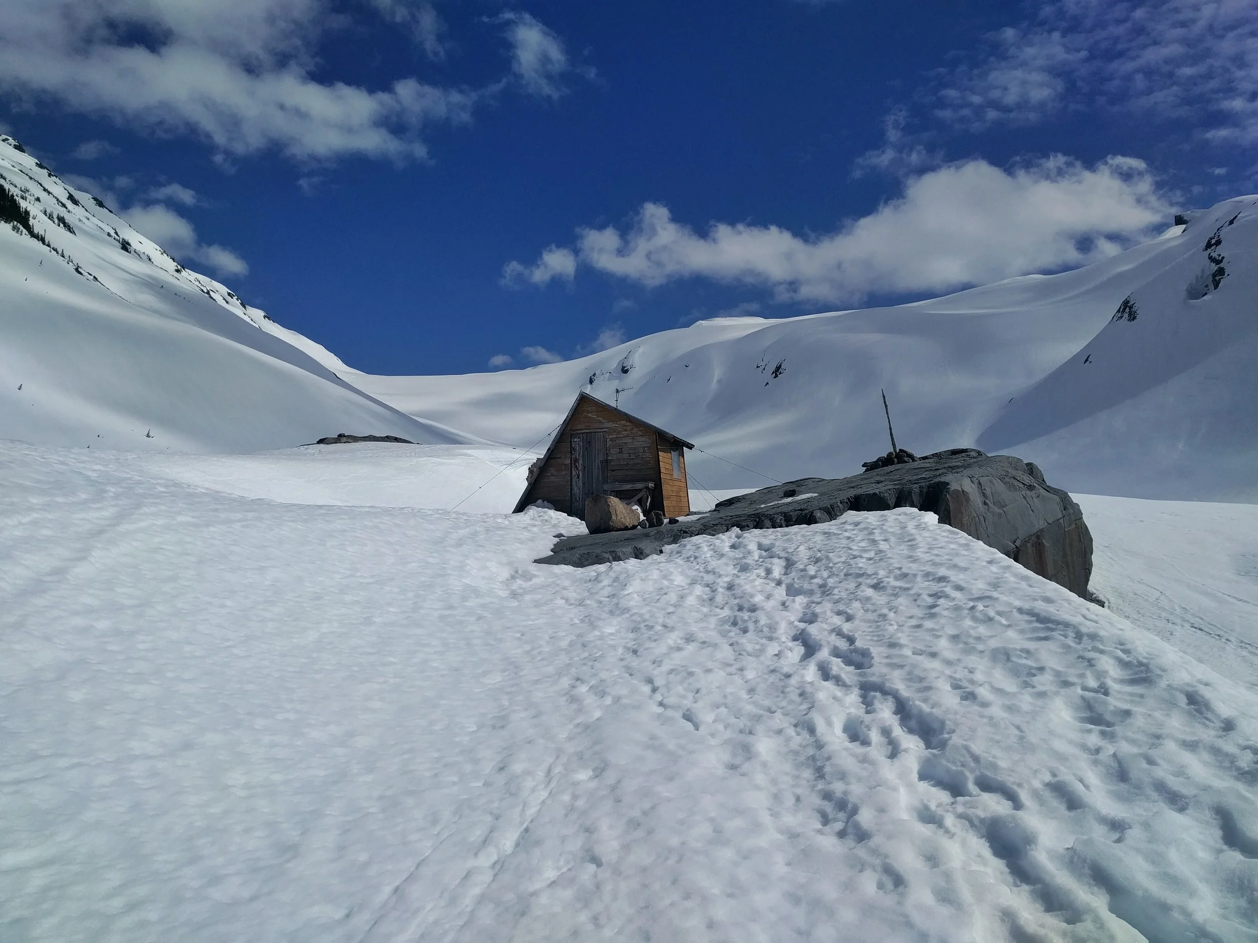 One of the two old UBC Glaciology huts. Cute, but mouse infested.