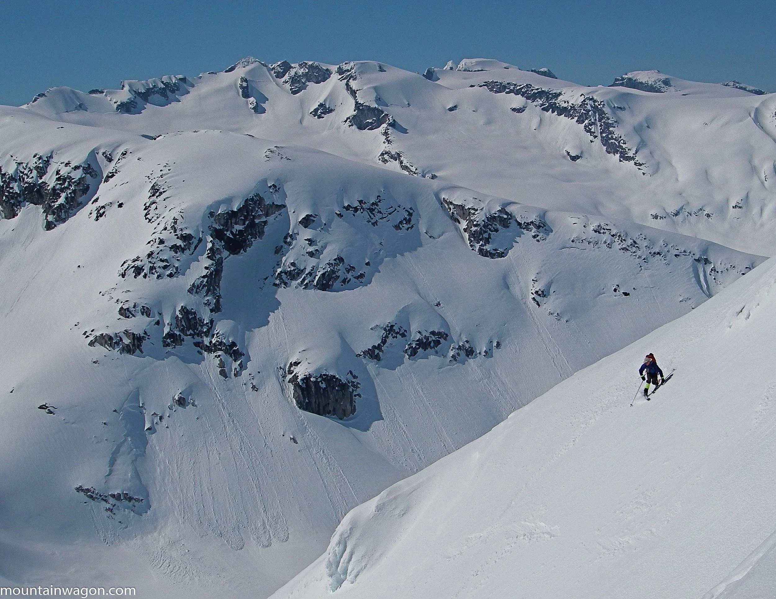 Ripping big tele turns on a previous McBride crossing, Veenstra shows this is huge, serious terrain - not a glorified trail run - photo: Nick Matwyuk
