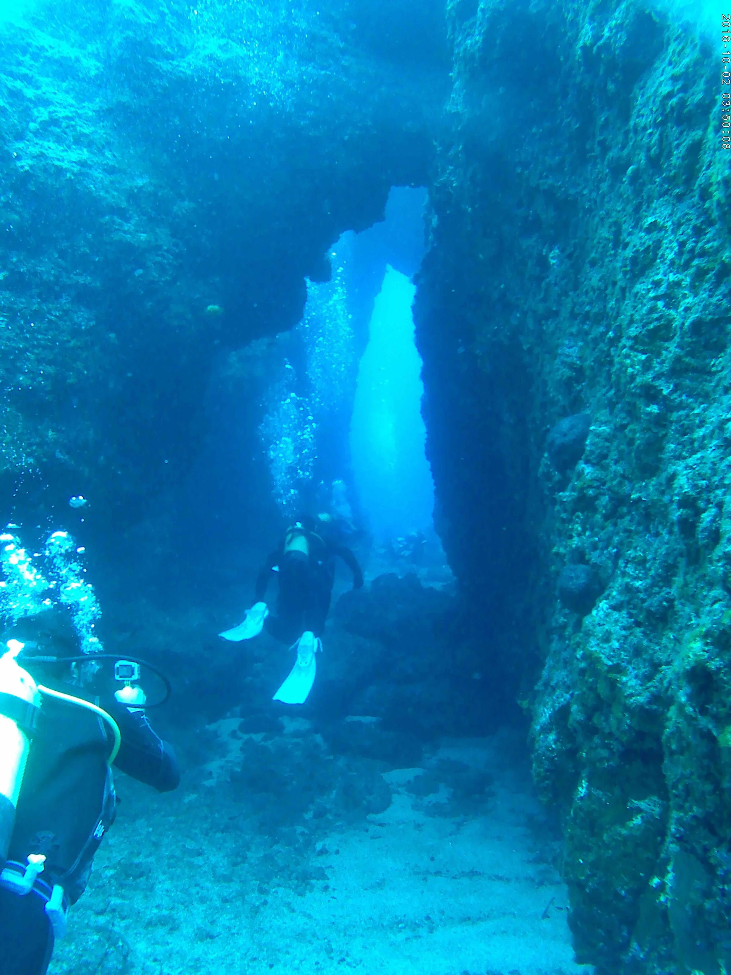 Swim throughs near Paros, Greece. Photo: S. Middleton
