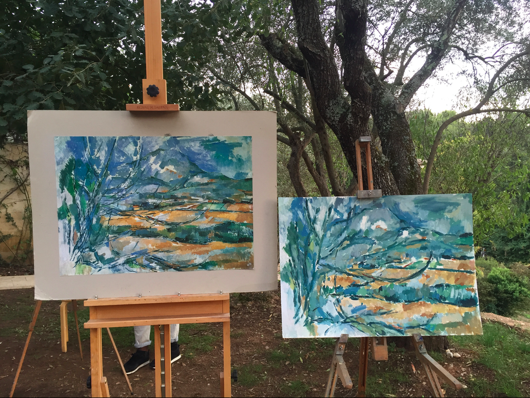 In situ view of a study after Paul Cezanne's Mt St Victoire at the Marchutz School of Fine Arts