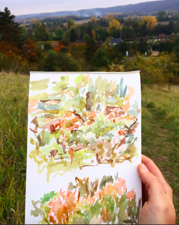 In situ watercolor studies overlooking Giverny