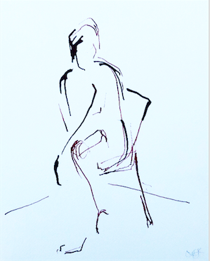 Nude, seated