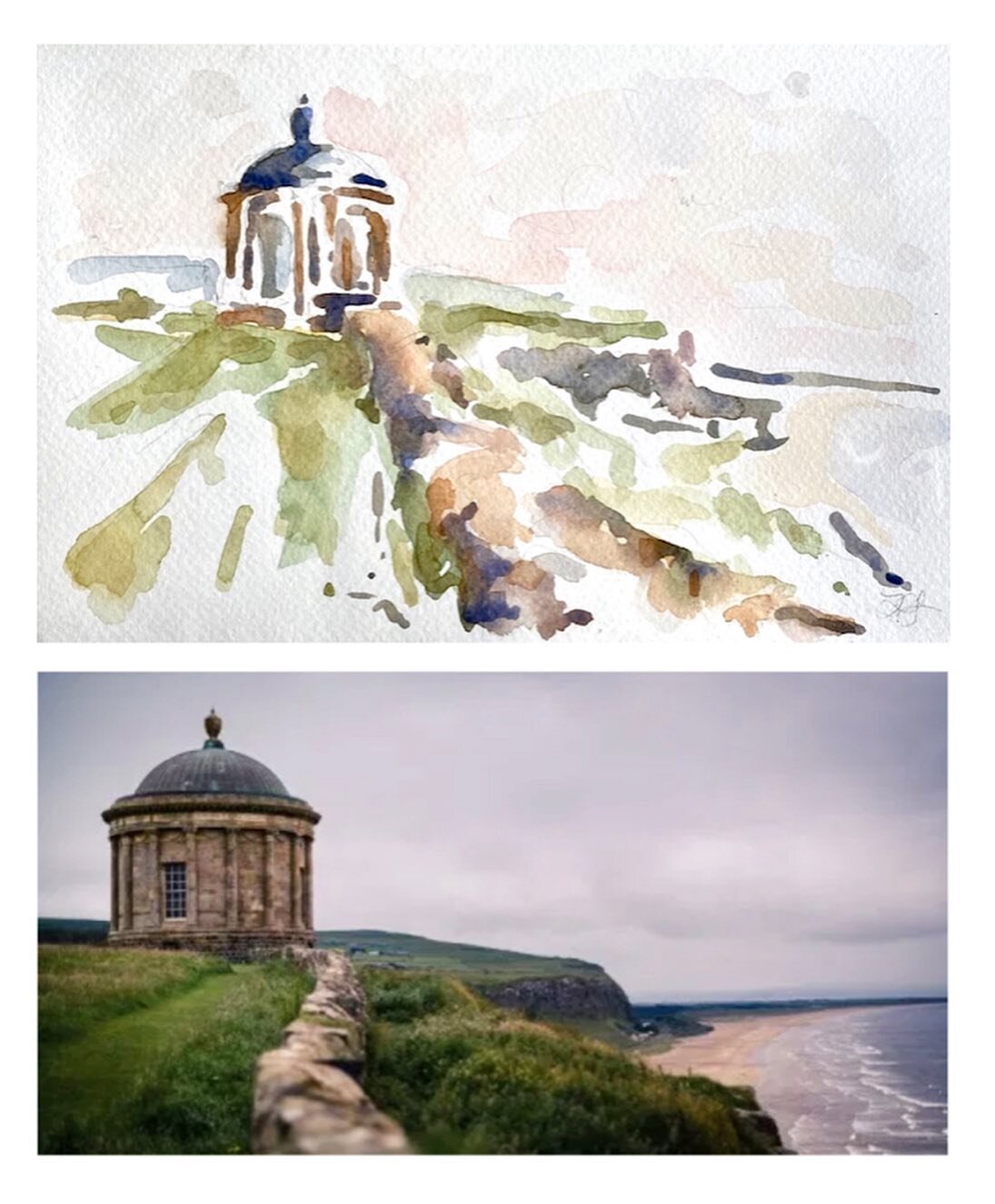 Irish I could be here right now&mdash;don&rsquo;t you?? 🍀 (This is Mussenden Temple in Northern Ireland, a commissioned painting from Feb 2020. Originally the library of Frederick, known as &ldquo;the Earl-Bishop,&rdquo; Mussenden Temple was built i