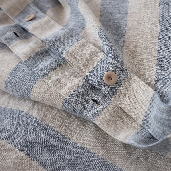 LinenMe - Stone Washed Linen in Indigo Natural Broad Stripe-3.webp