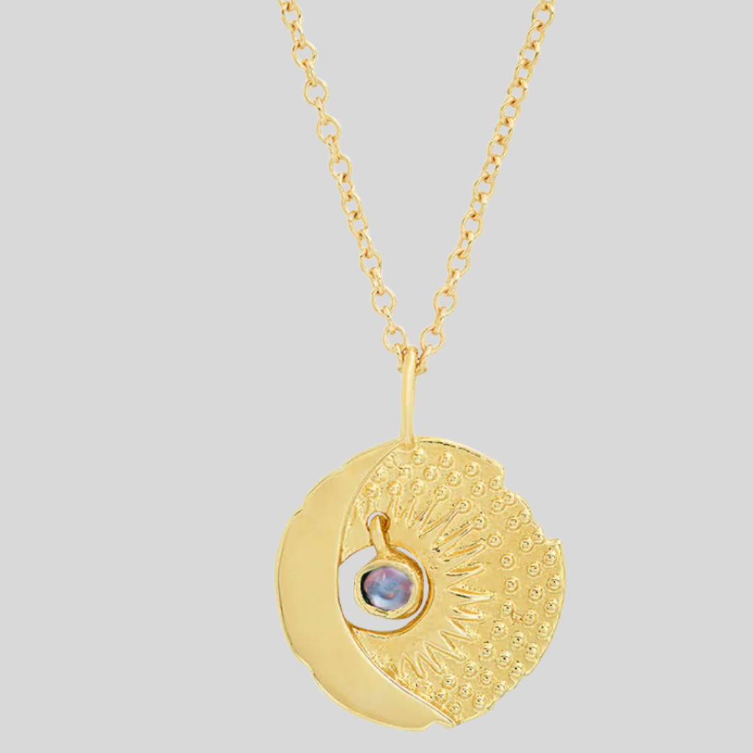 Studio Grun - Sun and Moon Charm Necklace in Moonstone.png