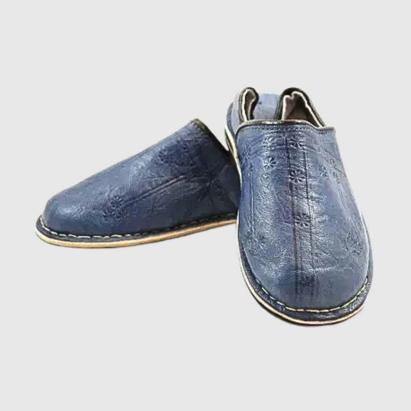 Bohemia - Blue Berber Leather Slippers