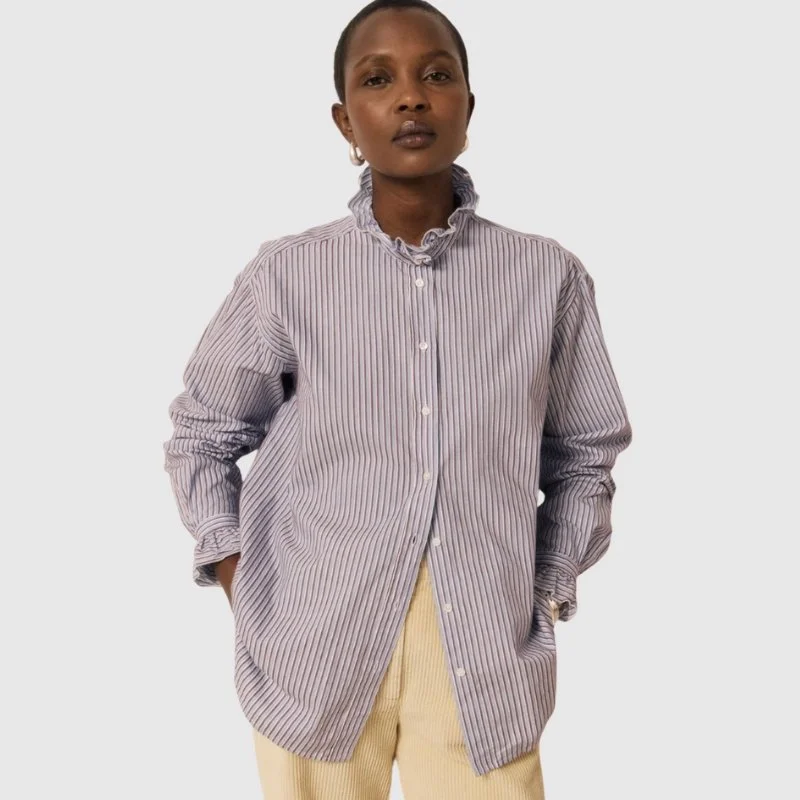 Hartford - Chana Shirt in Blue and Burgundy