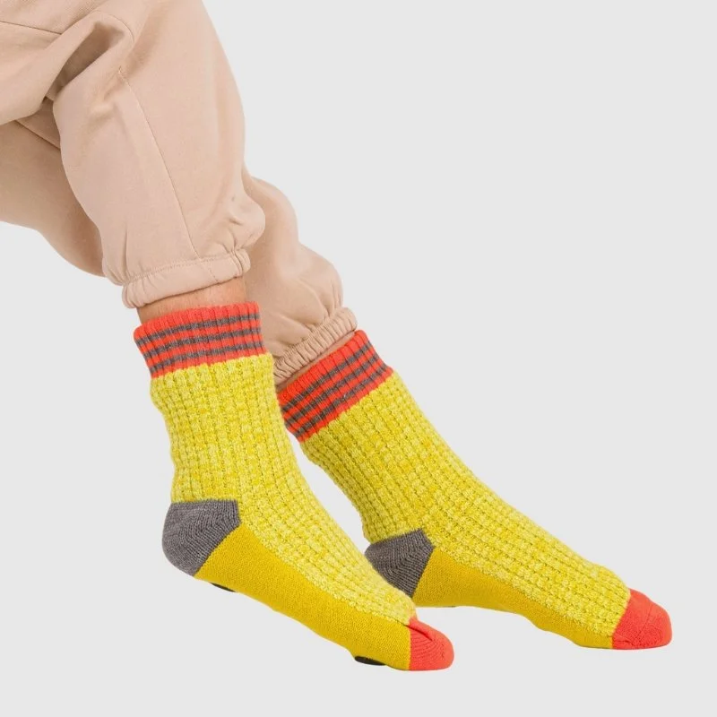 Verloop - Varsity Knit House Socks in Golden Olive