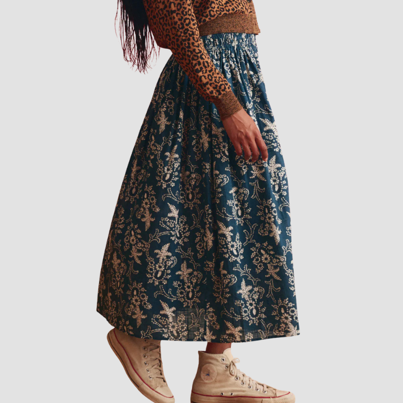 The Great - Viola Skirt in Indigo Bandana
