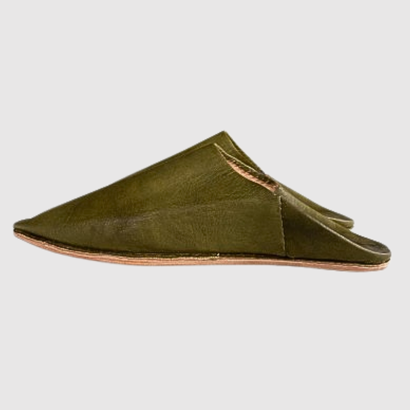 Stylish Khaki Leather Pointed Slippers - Comfortable (3).png