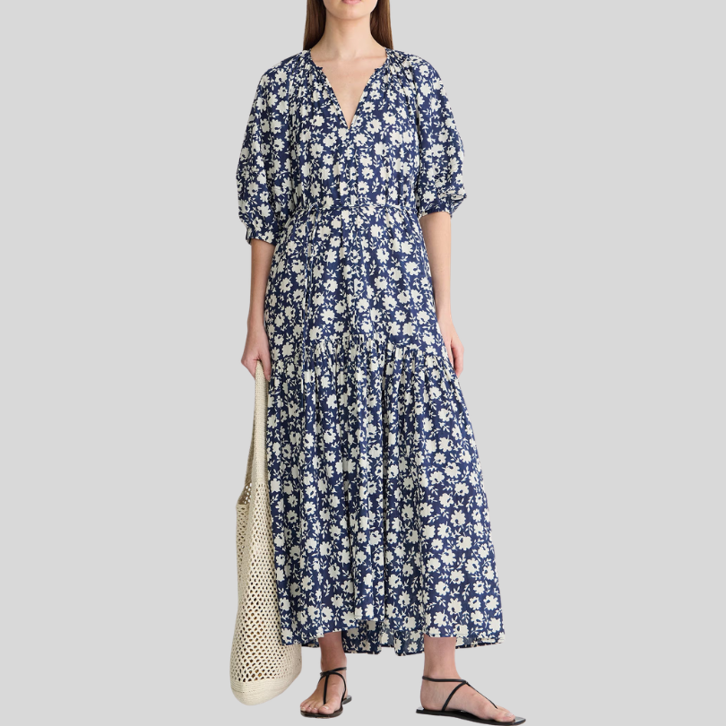 Apiece Apart - Otillie Maxi in Navy Floral Stamp