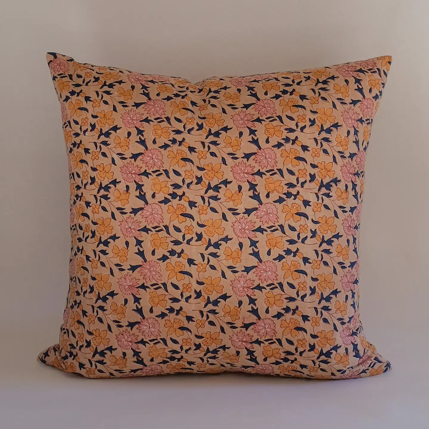 Soil to Studio - Noor Linen Block Printed Pillow Cover in Cafe