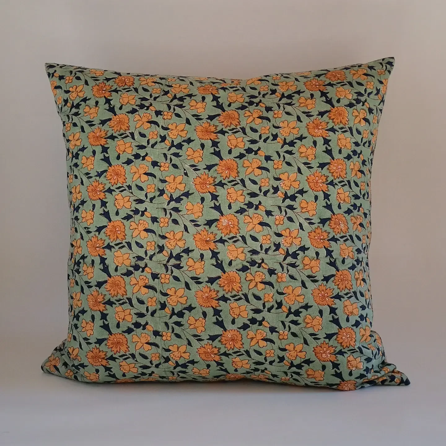 Soil to Studio - Noor Linen Block Printed Pillow Cover in Sage