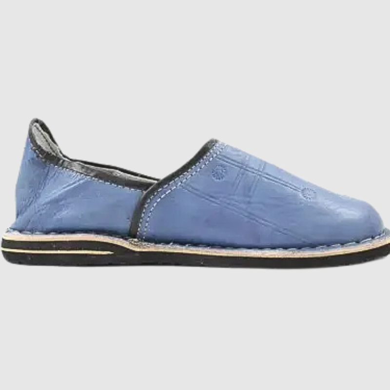 Bohemia - Blue Berber Leather Slippers (2).png