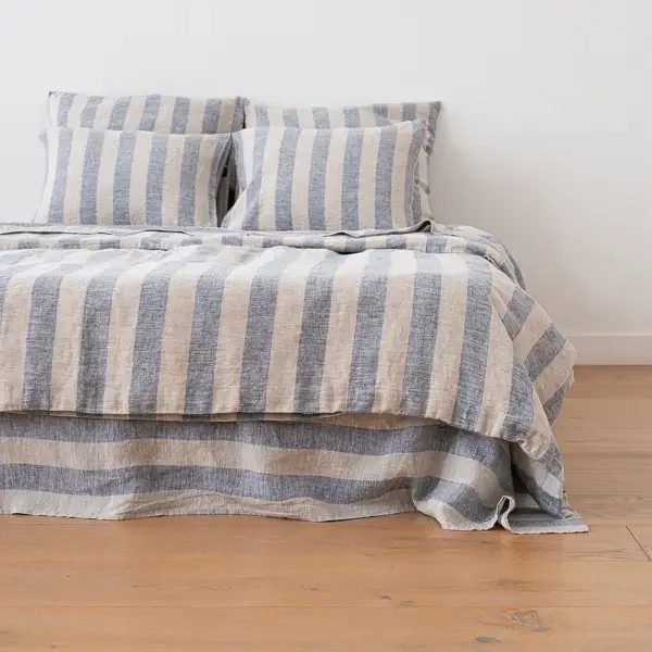 LinenMe - Stone Washed Linen in Indigo Natural Broad Stripe.webp