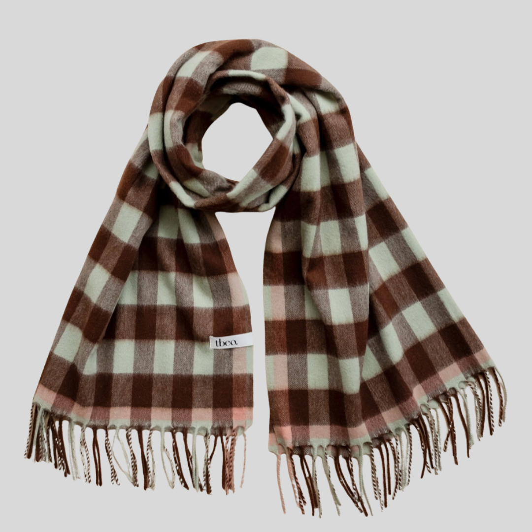 Tartan Blanket Co - Lambswool Blanket Scarf in Green Gingham2.png