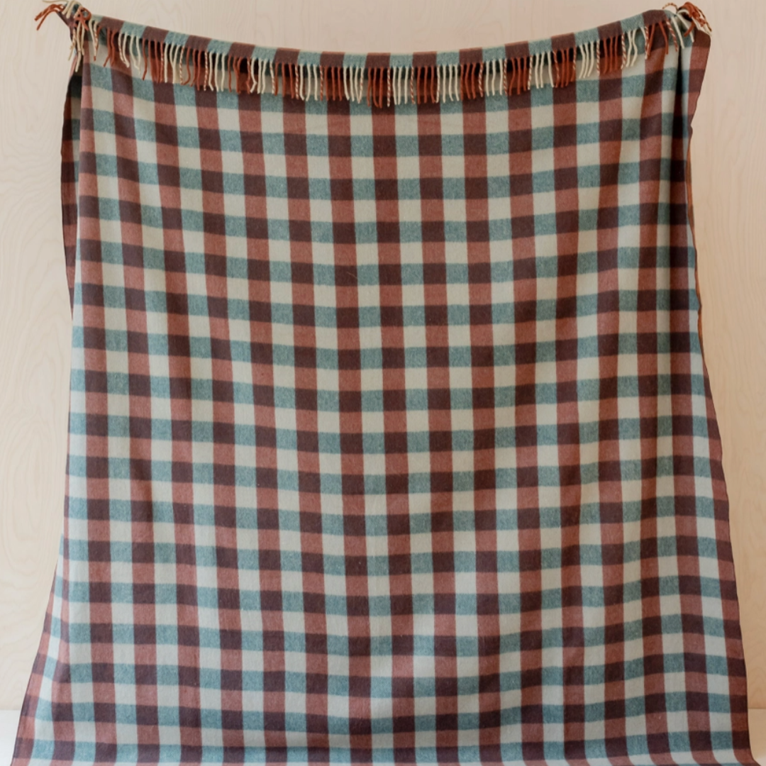 TBCO Recycled Wool Extra Large Blanket in Teal Gingham.png