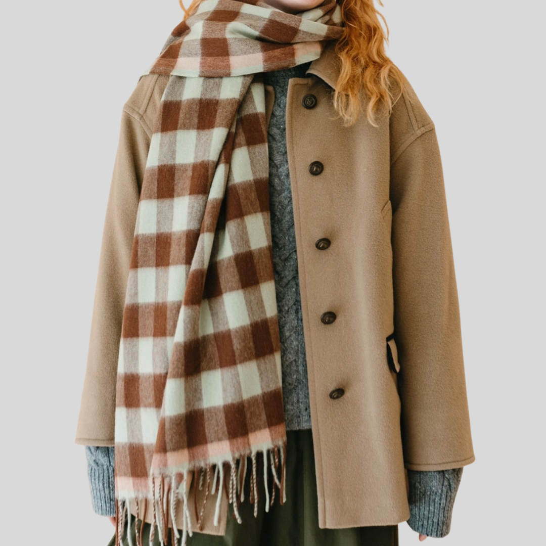 Tartan Blanket Co - Lambswool Blanket Scarf in Green Gingham