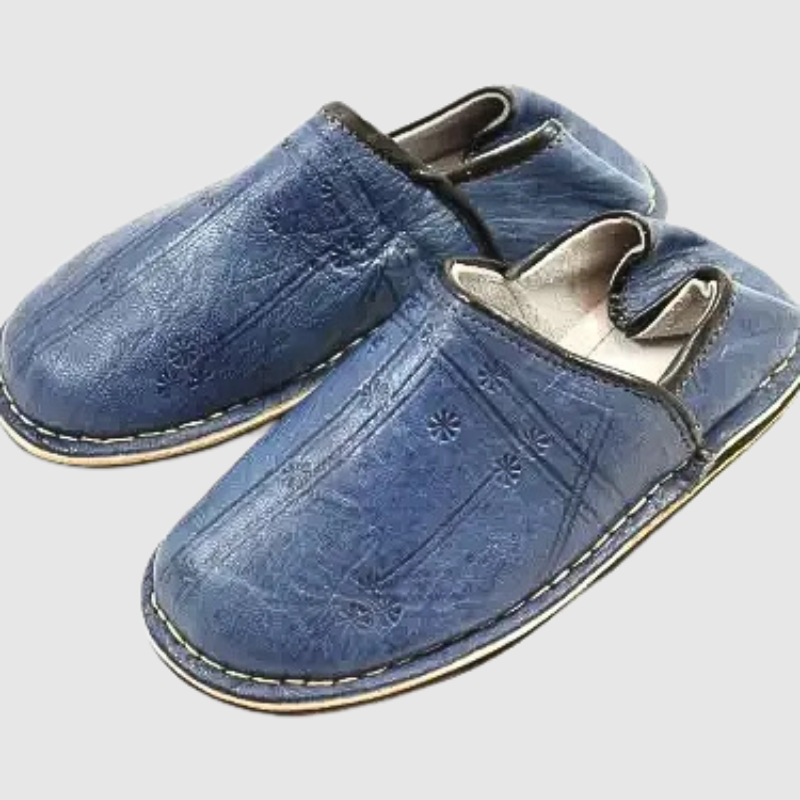 Bohemia - Blue Berber Leather Slippers (3).png