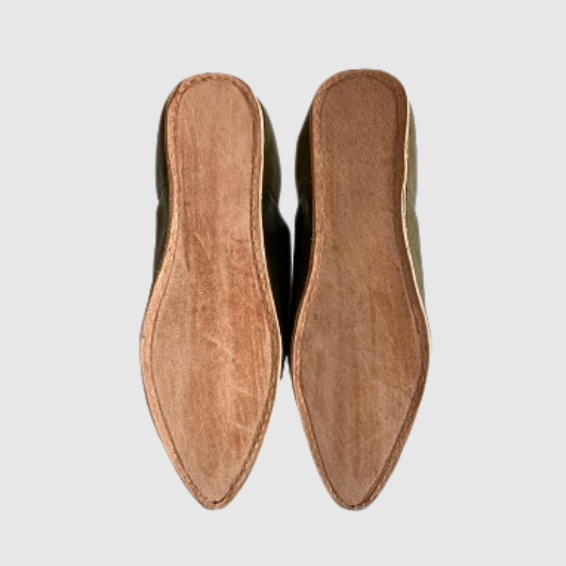 Stylish Khaki Leather Pointed Slippers - Comfortable (4).png