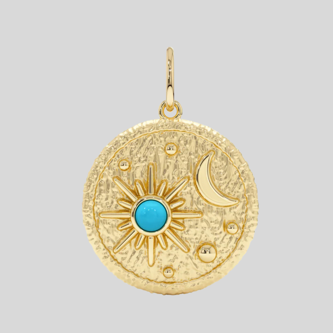 Studio Grun - Sun and Moon Charm Necklace in Turquoise.png