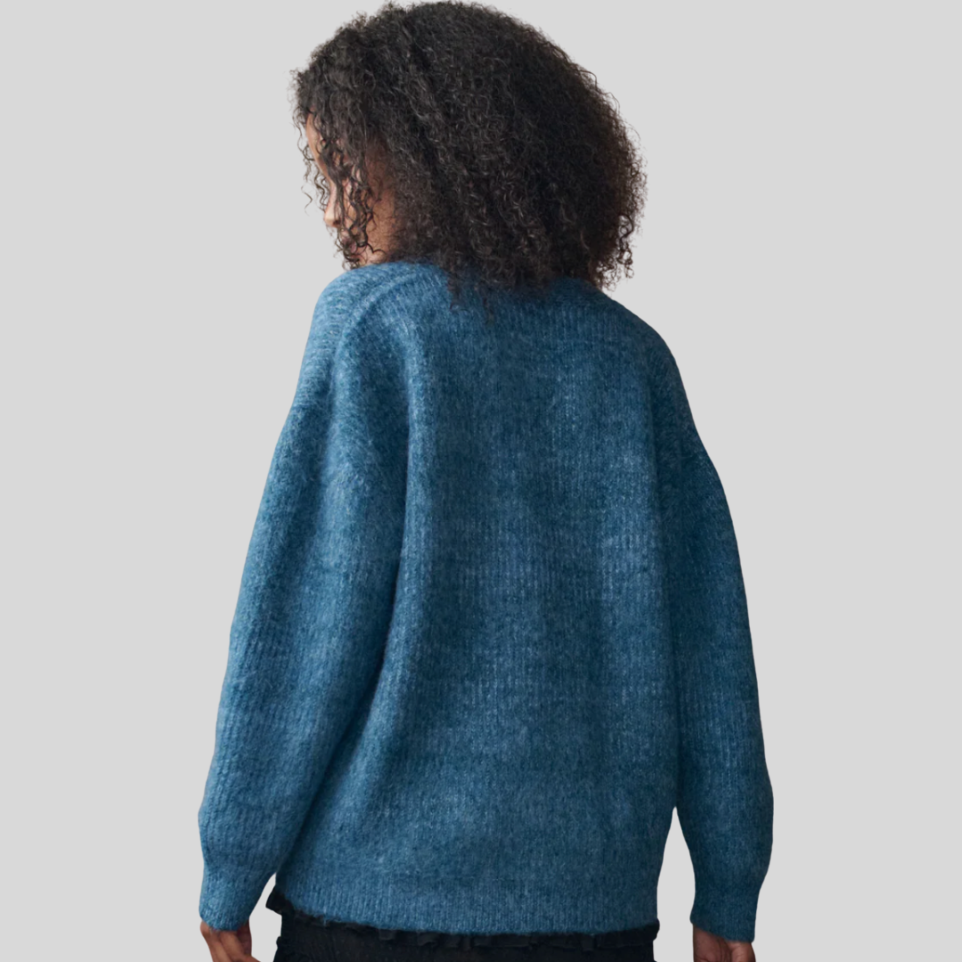 The Great - Brushed Melange Cardigan in Wintertide Blue2.png