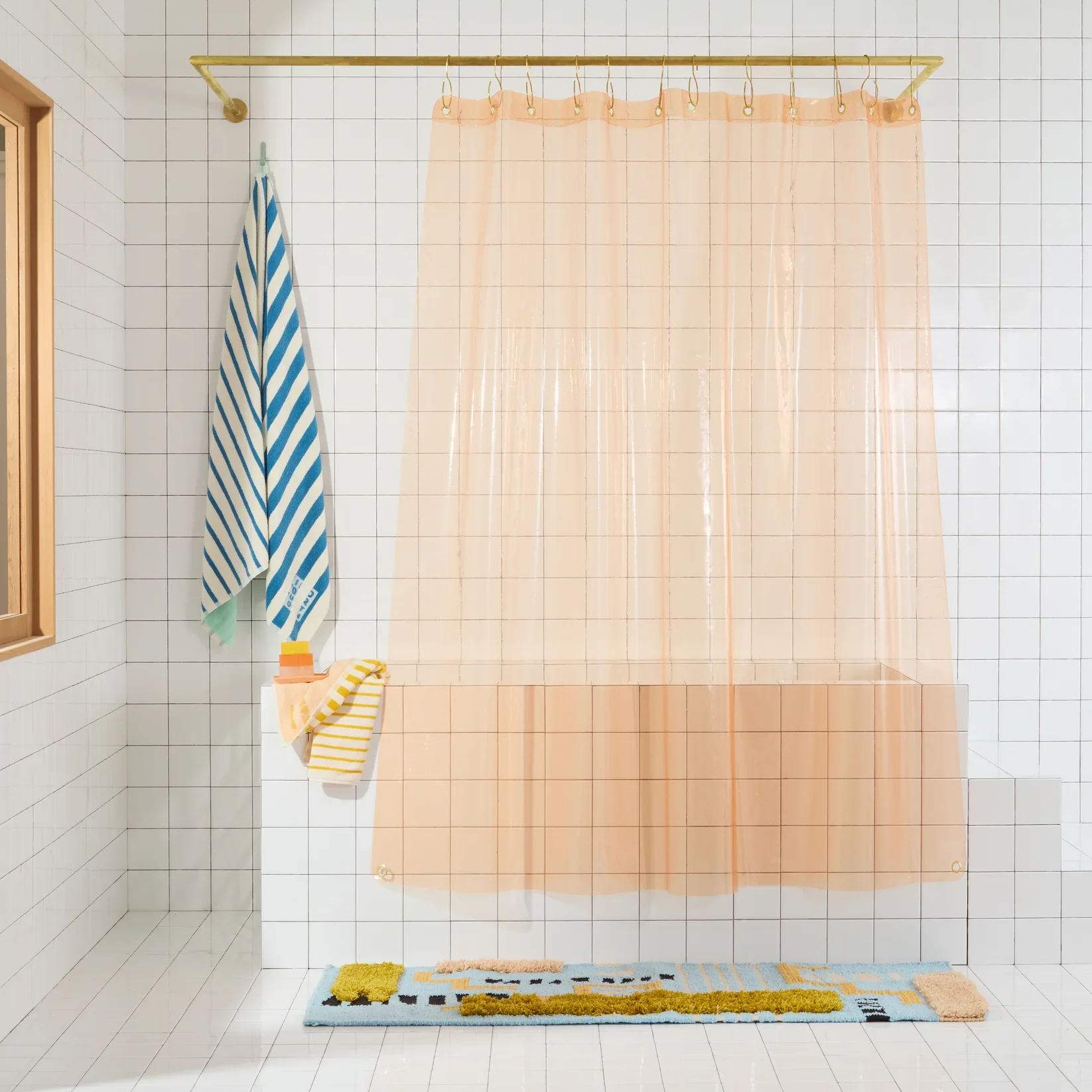 Quiet Town - Sun Shower Curtain in Cloud