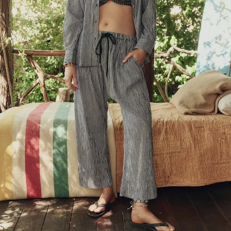 The Great - Reef Pant in Black and Cream Gingham