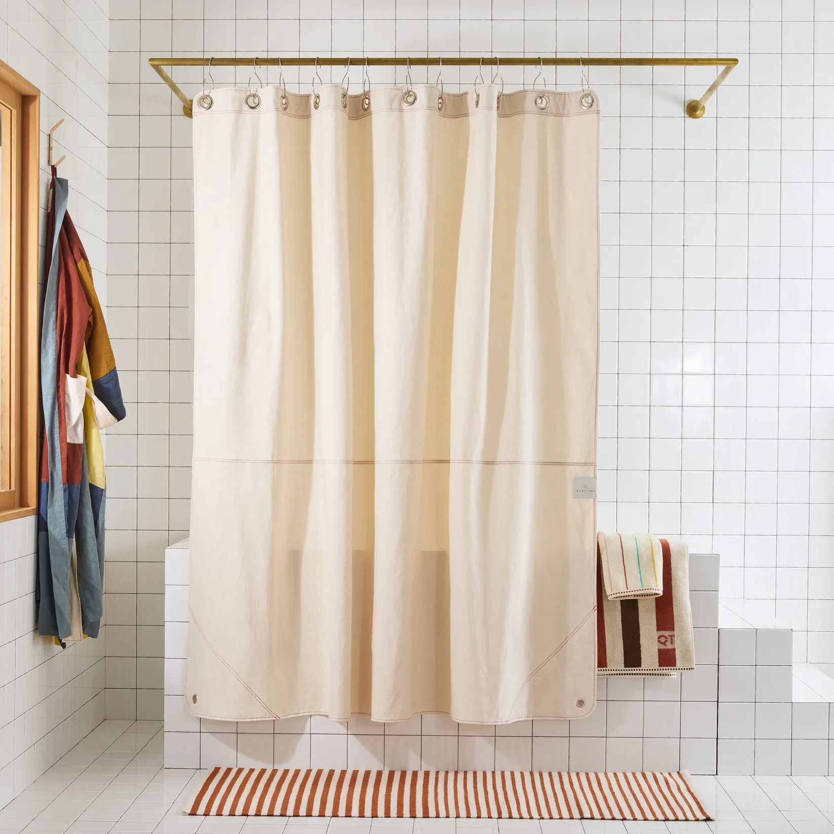 Quiet Town - Orient Sound Cream Canvas Shower Curtain