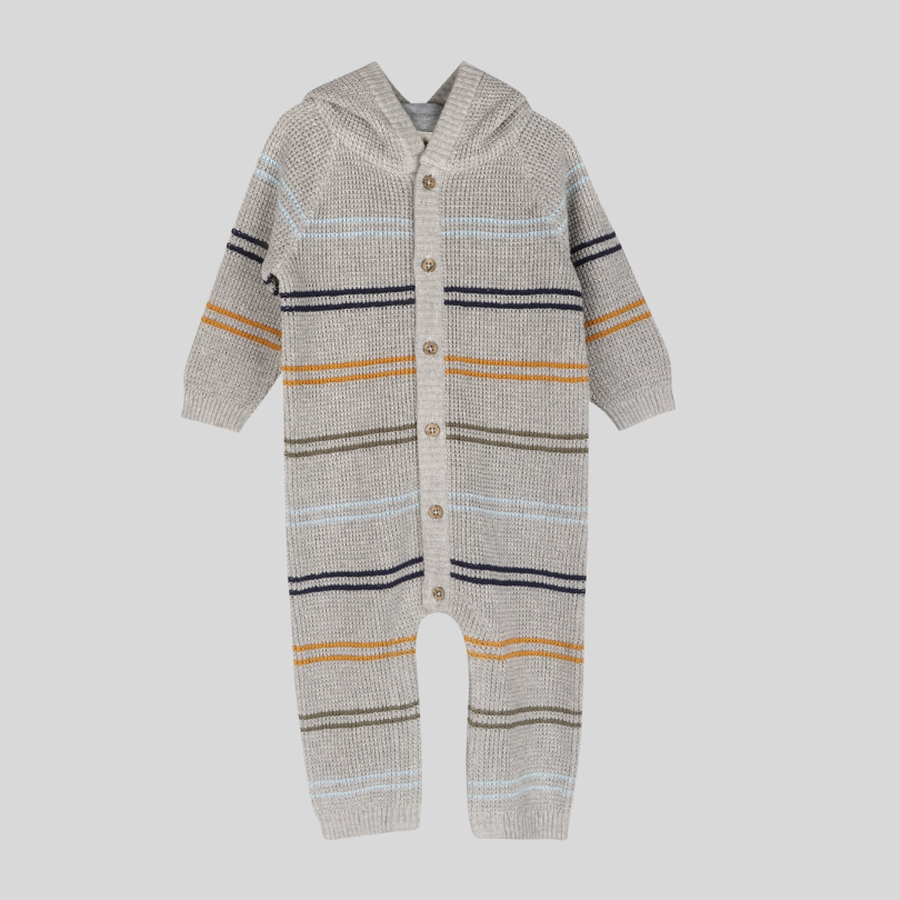 Viverano - Classic Stripe Sweater Hooded Jumpsuit