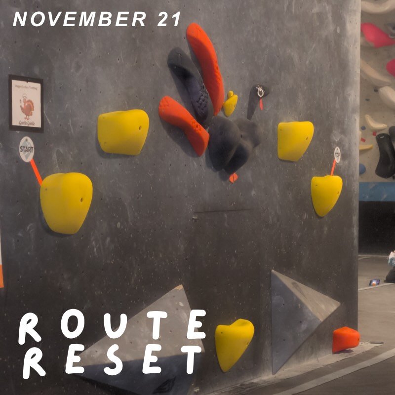 Yaaay it&rsquo;s Friday once again! We&rsquo;ve got new routes up on the right side of the Horseshoe and this fun lil Thanksgiving boulder on Boulder 1. We still have our month-long punch pass sale going on, and Black Friday specials coming up next w