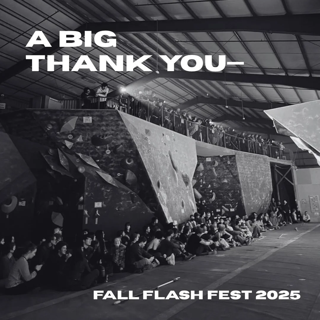 And just like that, Fall Flash Fest 2025 has come and gone 💥 It was so awesome to see everyone this weekend and we wanted to extend our gratitude to everyone that made this comp happen&mdash; from our routesetters, who worked their magic all week AN