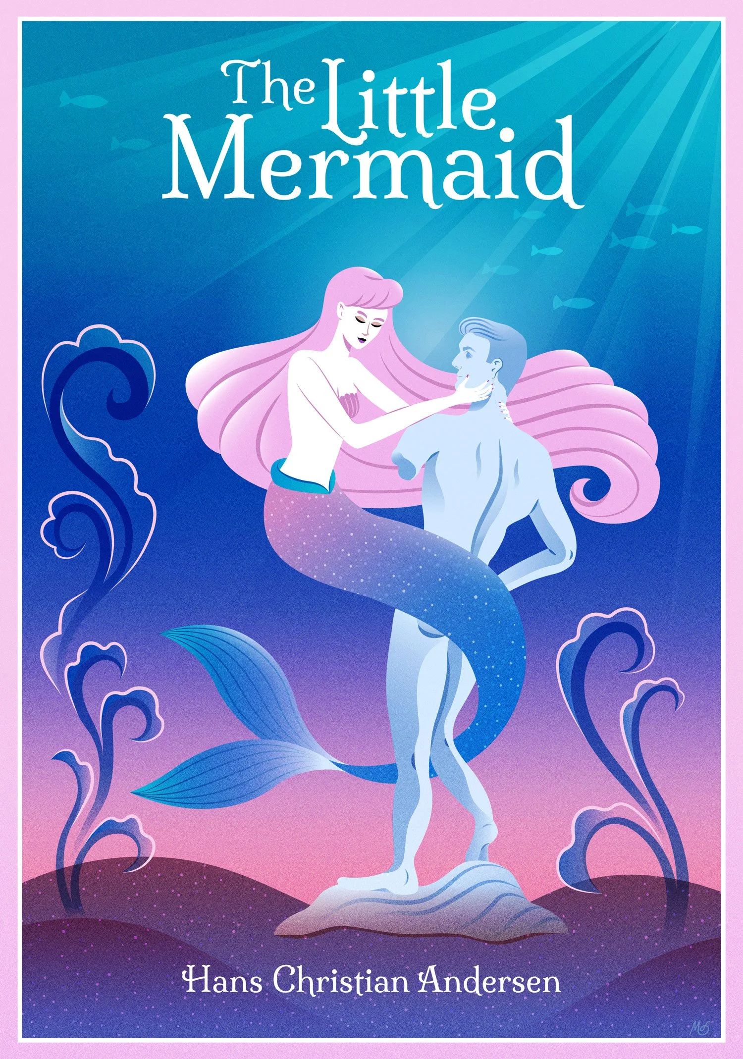 Book cover for The Little Mermaid by Hans Christian Andersen. Bokomslag, Den lille havfruen.