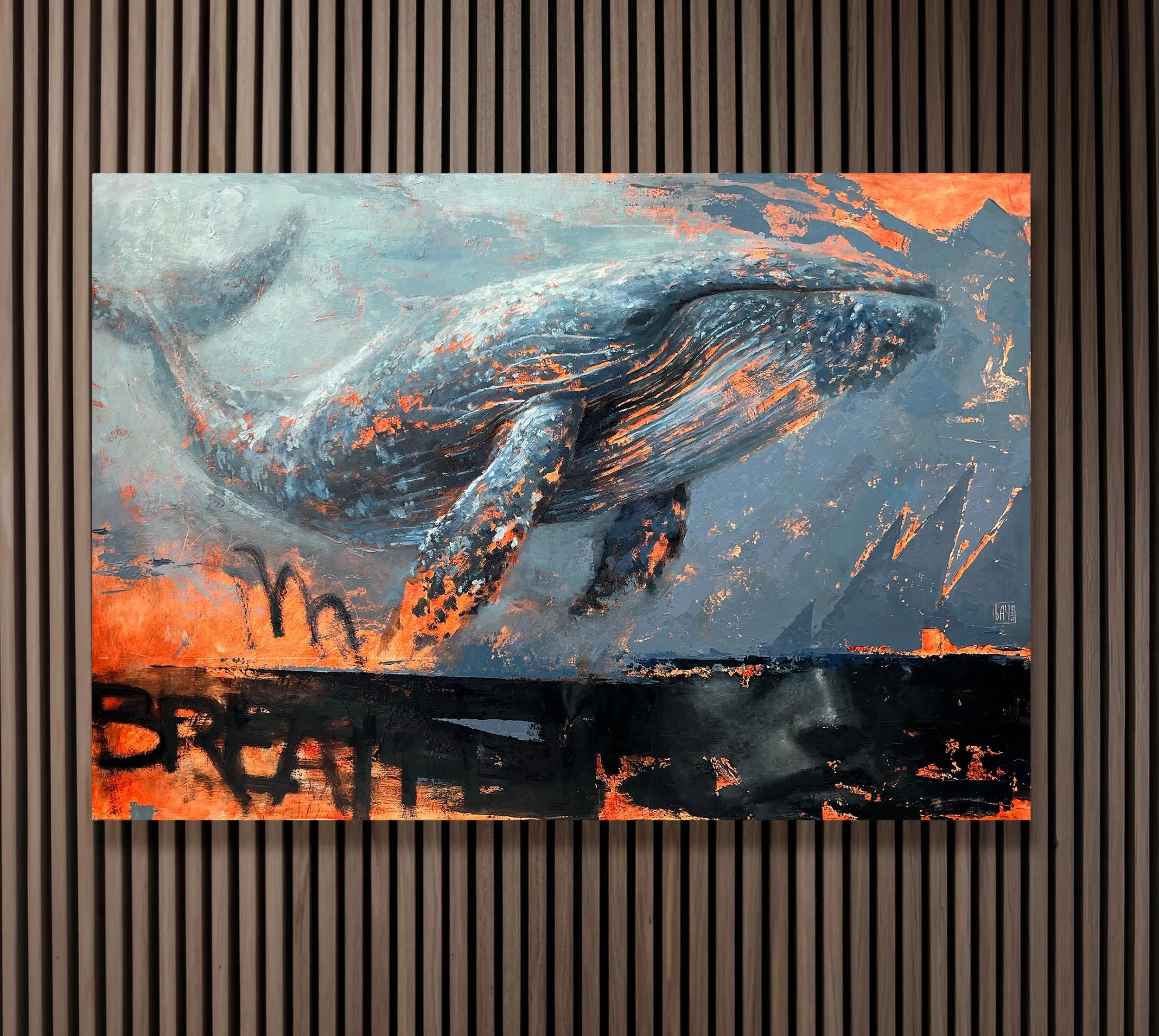 Proud to contribute to the Arch Enemy x Pangeaa Seed Group Exhibition &ldquo;Common Waters&rdquo;, alongside many great artists.
&ldquo;Breath&rdquo; explores the connection between humanity and the natural world. The whale surfaces to breathe and in
