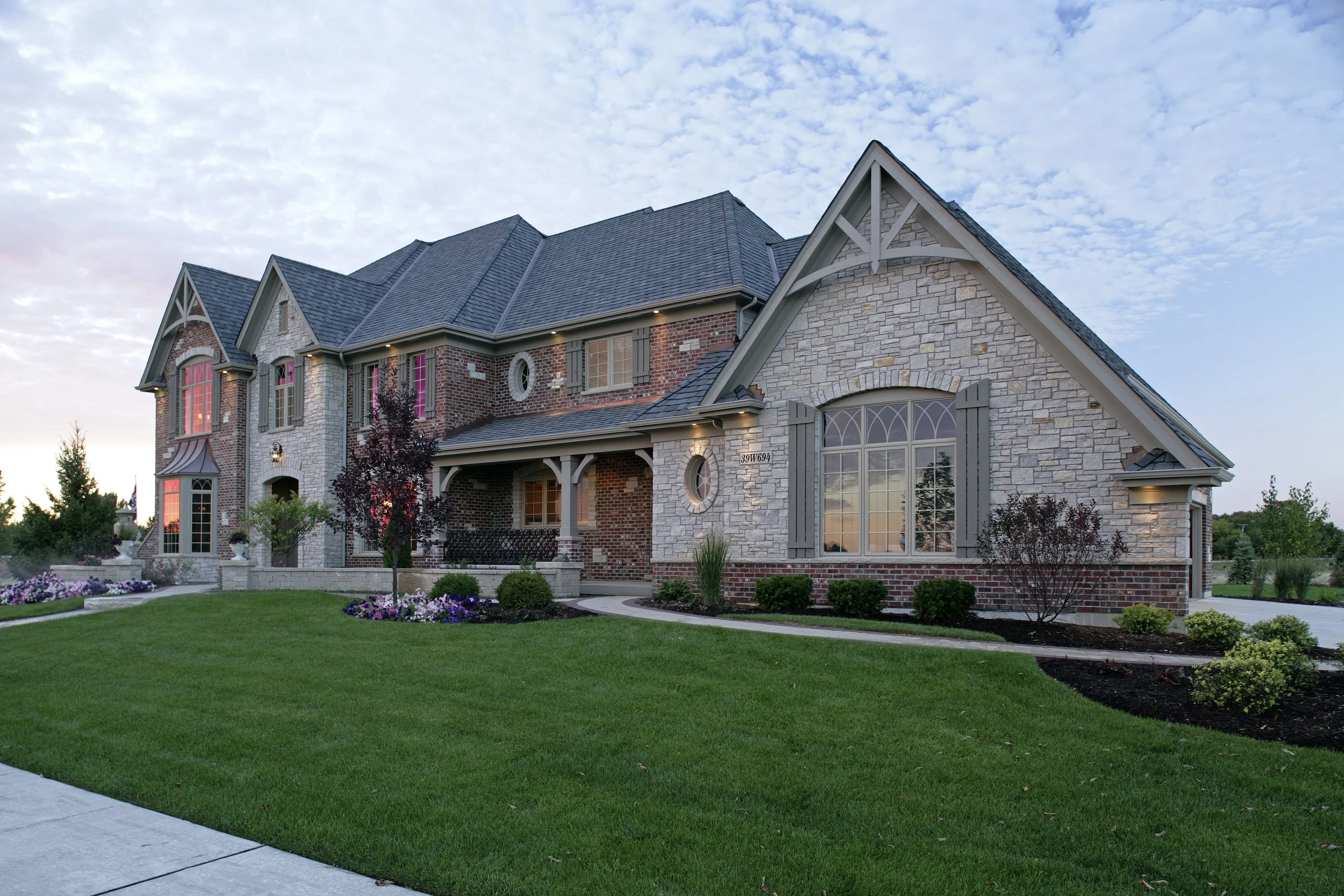 Custom Prairie Lakes Home in St. Charles IL 60175. By Southampton Builders LLC. Stone and Brick Combination. 